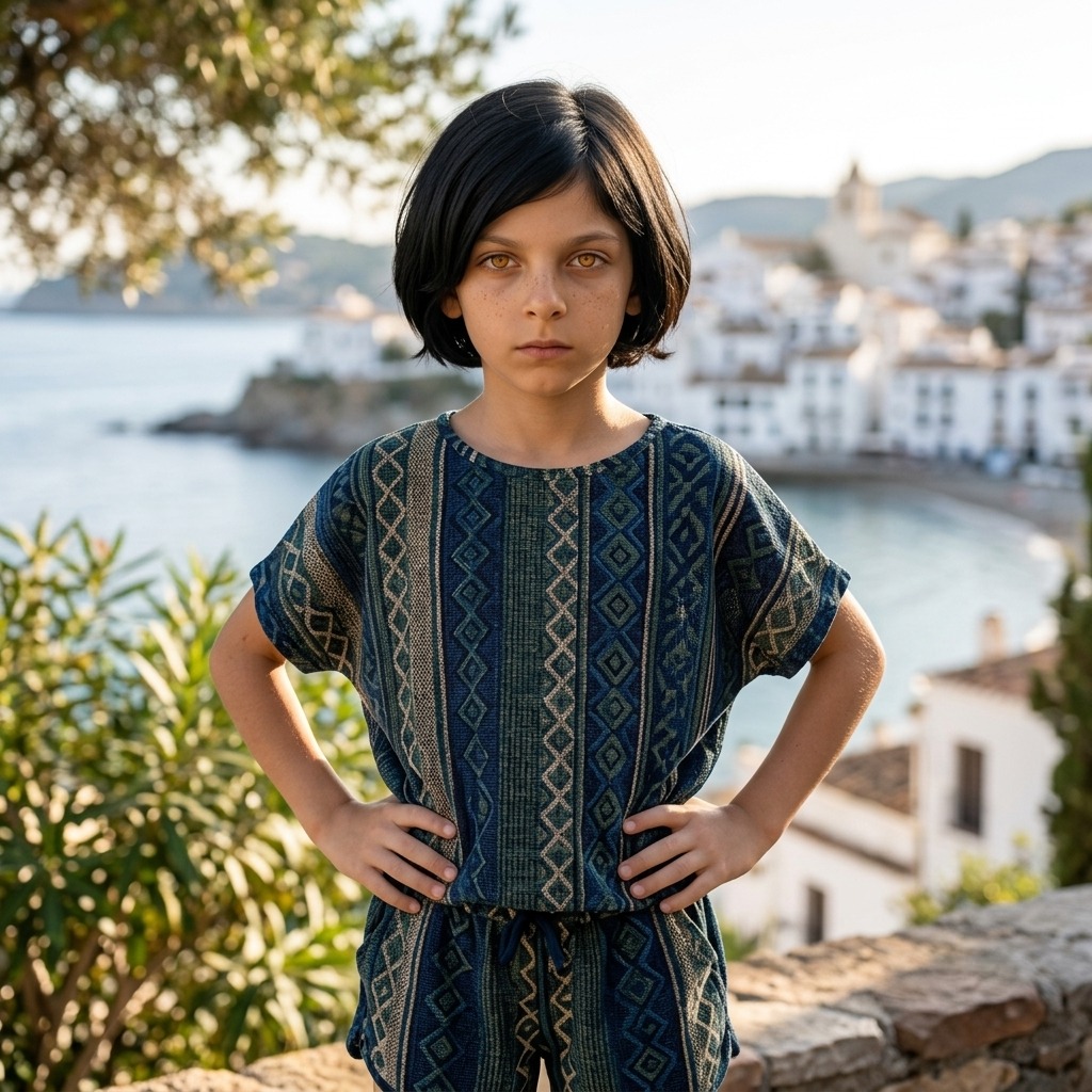 Coastal hill, woven indigo tunic