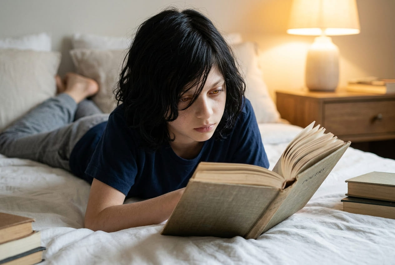 Staś reading at the window